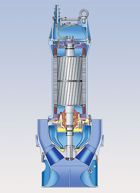 Submersible mixed flow column pump